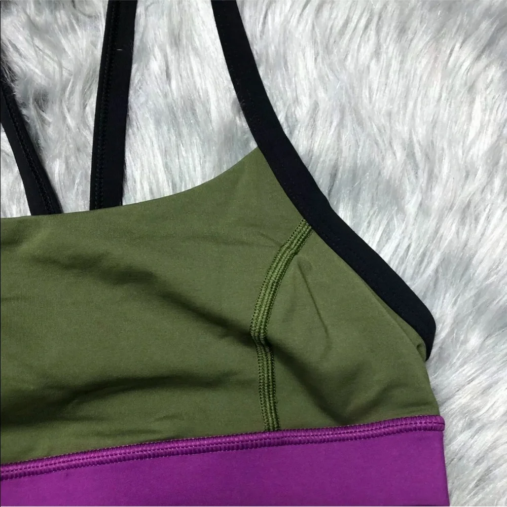 Lululemon Rise And Shine Sports Bra Size 4 Green Purple Black